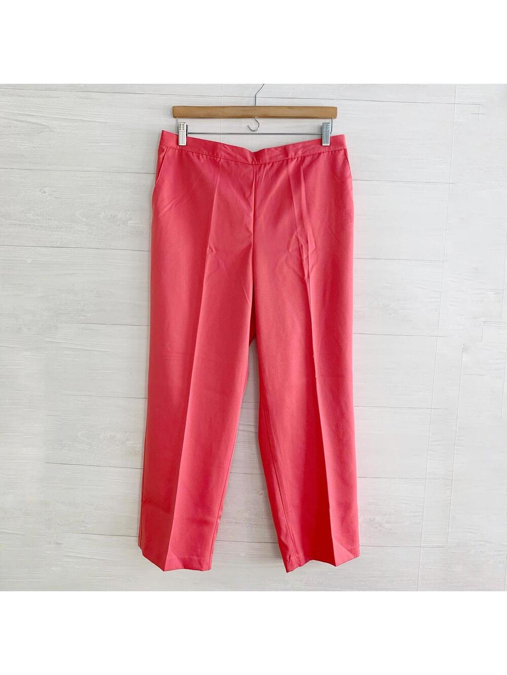 NWT Alfred Dunner St Tropez Watermelon Pink Pull On Pants 14 Short 27"
